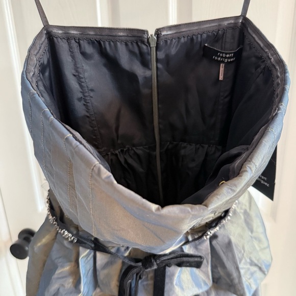 NWT ROBERT RODRIGUEZ Strapless Taffeta Embellished Peplum Cocktail Dress 4 - Picture 5 of 16